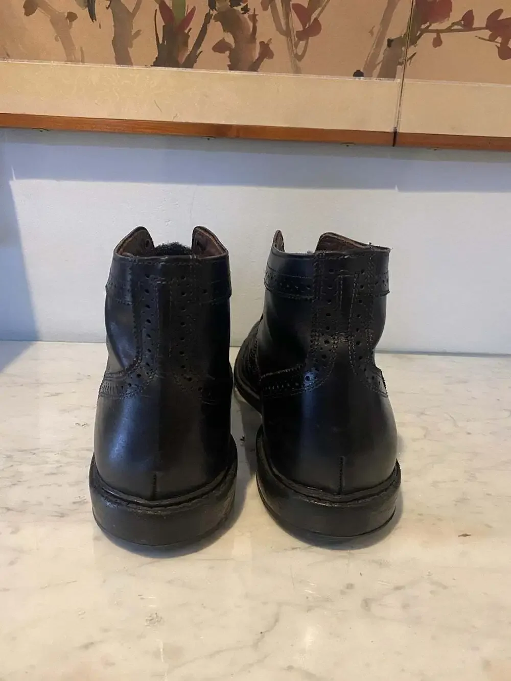 Allen Edmonds McAdam Boots Mens Size 9 D Black Leather Wingtip Brogue Ankle